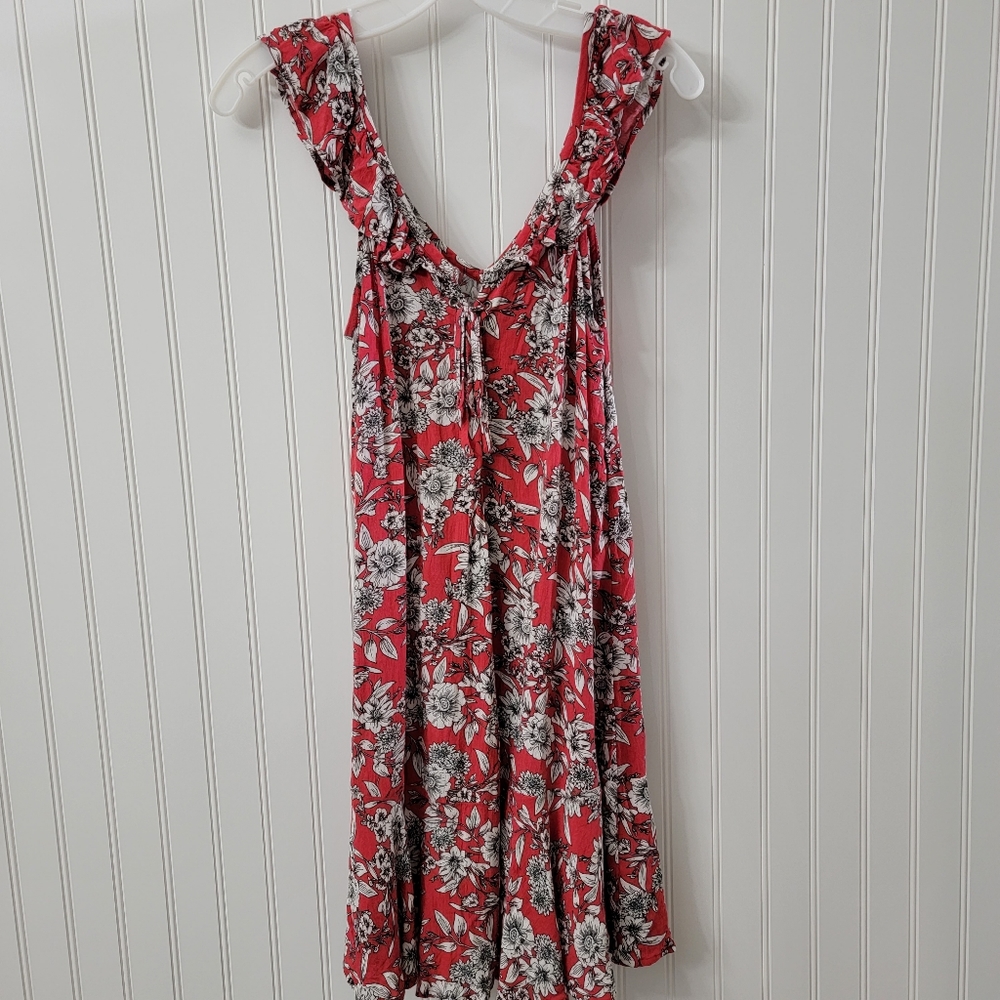 American Eagle red floral sleeveless dress size small - Picture 2 of 6